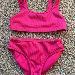 Abercrombie Kids Bright Pink Ribbed Bikini Set size 7/8